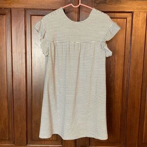 ASOS cotton blend stripes blue white flutter sleeve v- back mini dress size 6